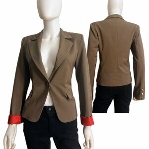 NWOT WOMEN BLAZER NOTCHED COLLAR LINED LONG SLEEVES SINGLE BUTTON FRONT IN TAUPE
